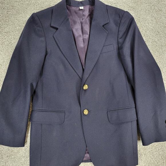 Talbots Blazer Girls 10 Blue Sport Coat Gold Crest Buttons 100% Wool Jacket - Picture 13 of 13